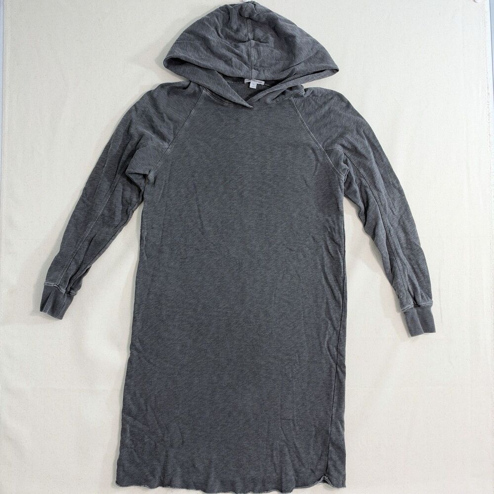James Perse Standard Hooded Sweatshirt Dress Women’s 0 Gray Cotton Made USA